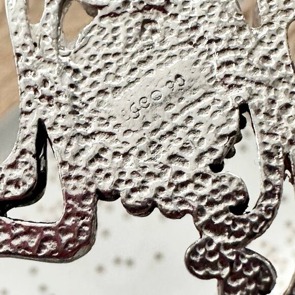 Ege 90 Silver Tone Turquoise Oval Stone Swirl Scroll Hinge Hook Clasp Bracelet - Picture 5 of 8